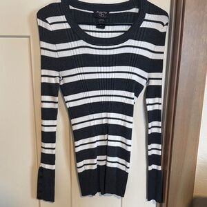 Hooked up  Black and White Ribbed Top